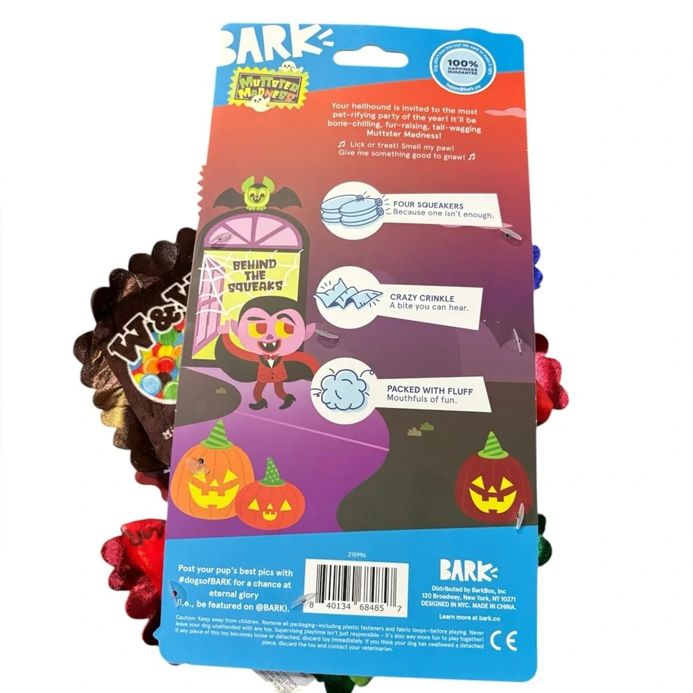 Bark Box Dog Toys Halloween Muttster Madness Candy‎ Creeps, XS-S NEW